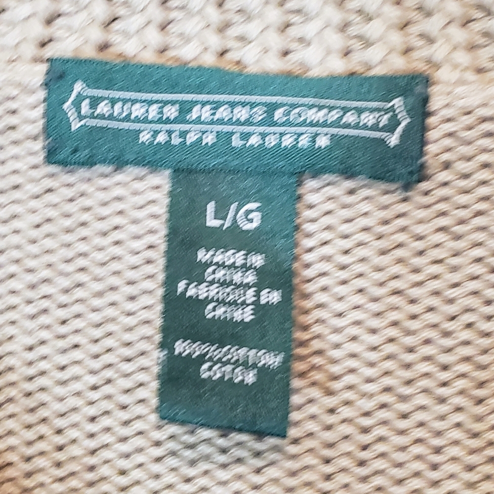 Lauren Ralph Lauren Knit Pullover Sweater Double Metal Clasps Olive Green Size L - Picture 3 of 13